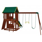 Complex de Joaca  din lemn de cedru - Centru SomerSET cu Tobogan si Leagane 2 nivele Playset Backyard Discovery 